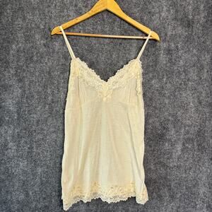 Arden B Top Womens Large‎ Cream Silky Lace Y2K Cami Casual Festival